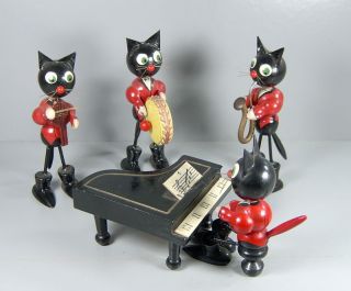 Lustige Katzenkapelle - Katzen - Holzfiguren - Musiker Als Katzen Bild