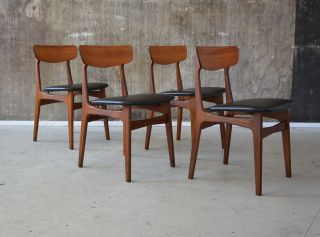 4 X 60er Teak StÜhle EsszimmerstÜhle Danish Design 60s Dining Chairs Wegner ära Bild