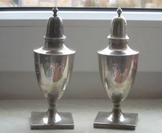 Paar Salzstreuer Gewürzgefäße Zierobjekte Tafelsilber 925 Silber Antik 136 Gr Bild