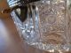 Antik Glas Schatulle Zuckerdose Mit Messingmontur Schloss Rarität Glas & Kristall Bild 9