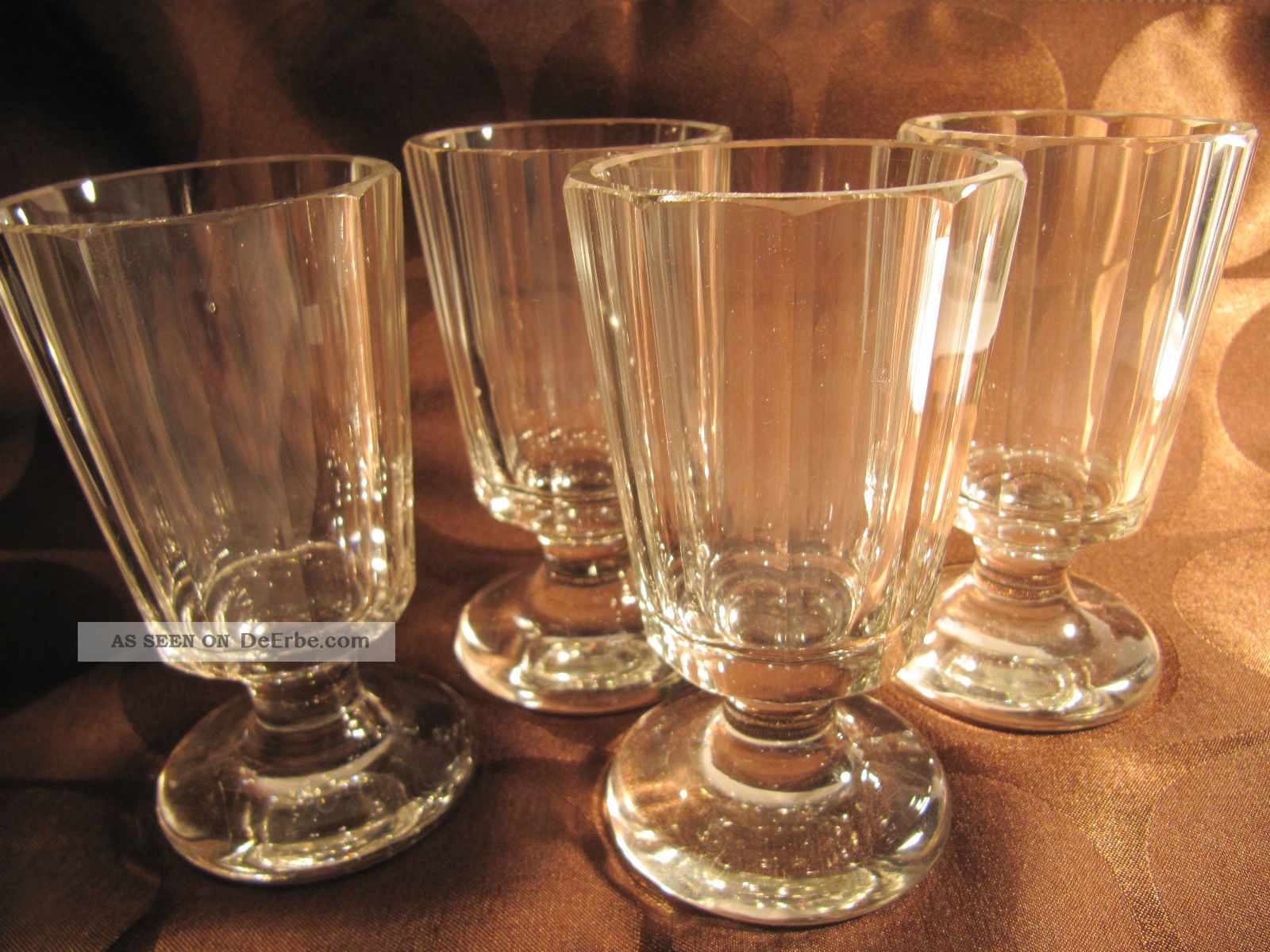 4 Fussbecher Facetten Kelchglas Weinglas Biedermeier Antik Schwere Ausführung