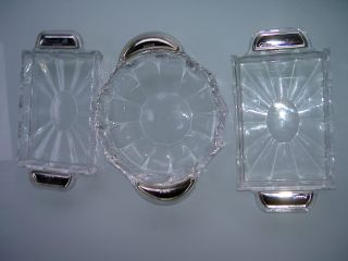 3 Kristall Anbietschalen Mit 800er Silbergriffe Bild