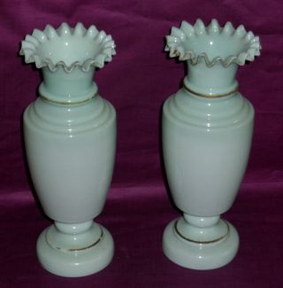 Uralte Vase.  Vasen - Paar,  Opalglas,  Biedermeier,  Ca.  1840 Bild