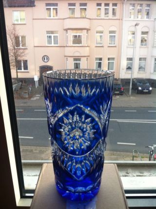 Bleikristall Kristallvase Vase Royalblau Amphore Geschliffen Art Deco Top Bild