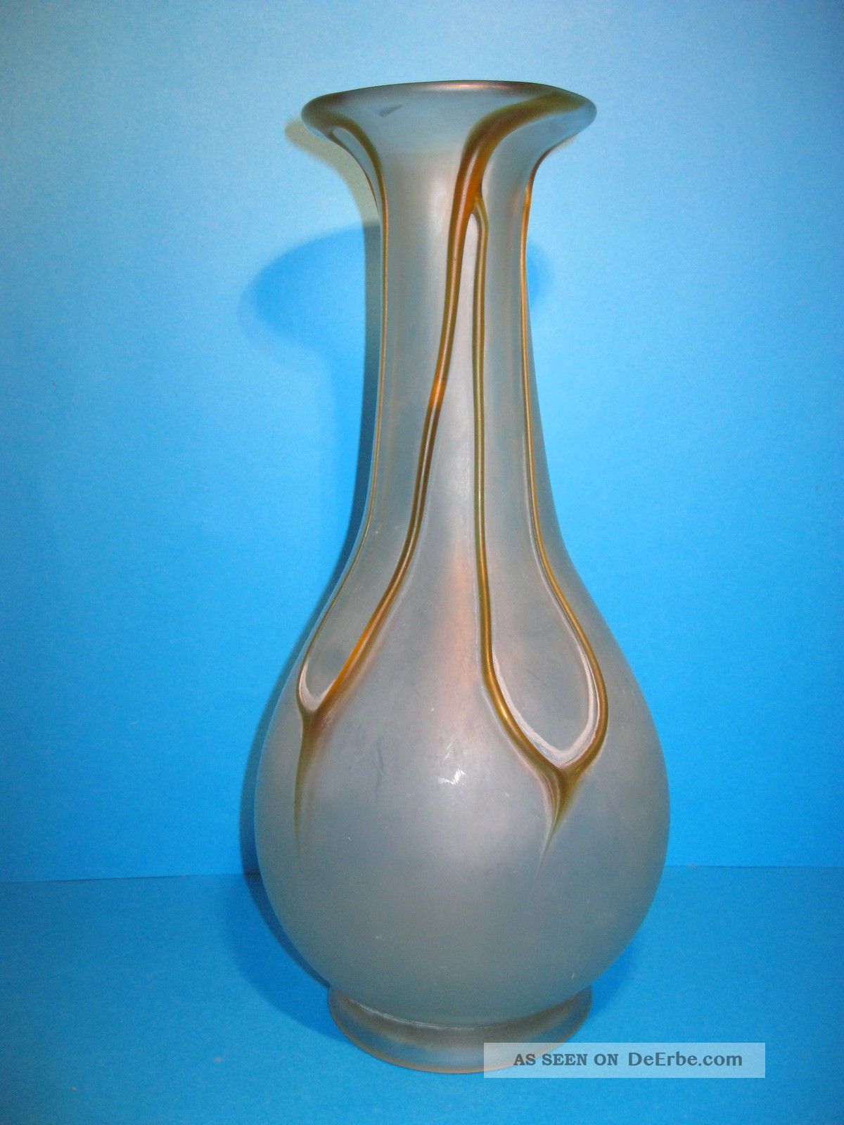 Große Jugendstil Glas Vase Keulenform Abriss Unsigniert Gallé ? Loetz ? 31 Cm Dekorglas Bild