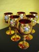 Murano Likörservice Service Karaffe Und 6 Rote Gläser Rubinrotes Glas Vergoldet Glas & Kristall Bild 2