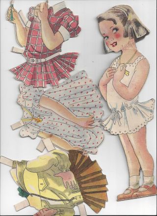 Alte Anziehpuppe Papierpuppe 1 Mädchen Mit Kleidern Ca 1950/60 Ca 26 Cm Bild