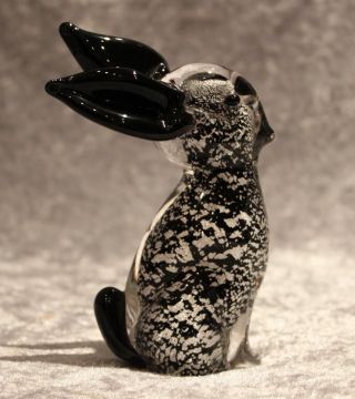 Murano Glas - Vetreria G.  Campanella - Hase - Schwarz Silber - Bild