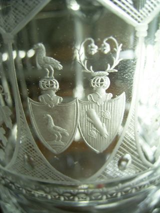 Altes Deckelglas Glasbecher Bonboniere Wappen Heraldik Edler Schliff Biedermeier Bild