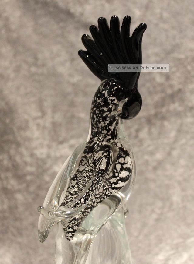 Murano Glas - Vetreria G.  Campanella - Vogel Paradiesvogel - Schwarz Silber - Glas & Kristall Bild