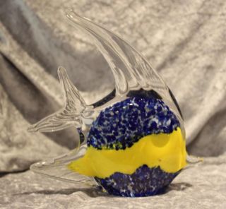Murano Glas - Fisch - Blau Gelb - Schmal - 819 G Bild