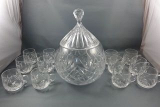 Große Bowle Mit 12 Bowlentassen Gläser Bleikristall Wie Nie Benutzt Bild
