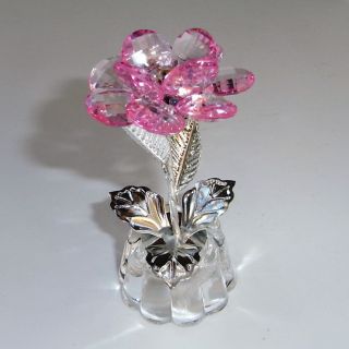 3d Deco Blume Kristall Glas Metall 90mm Feng Shui Silber Trans Rose Geschenkidee Bild