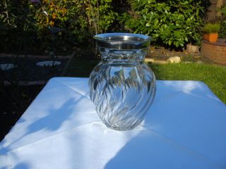 Antike Massive Bleikristall Vase Mit Silbermontierung 835 - - 3 Punzen Bild