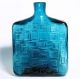 60er - Jahre Flaschenvase Mit Struktur - Türkis - Nordisches Glas Dekorglas Bild 1
