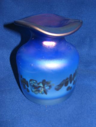Von Poschinger Glasmanufaktur,  Blaue Schwere Glas Vase,  Mundgeblasen Bild