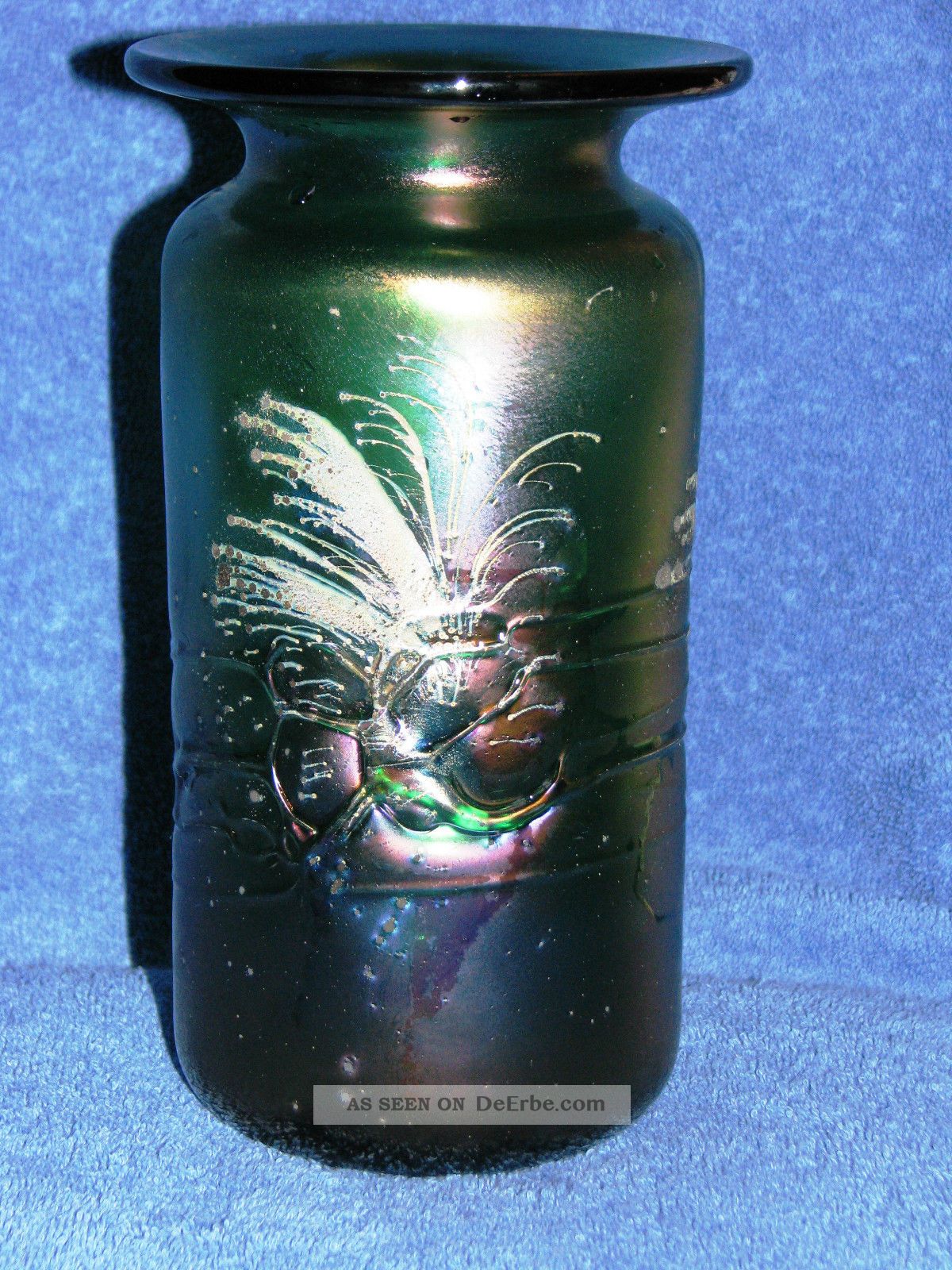 Irisierende Vase, Freiherr V. Poschinger, Schweres Glas, Mundgeblasen,