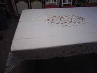 Alte Tischdecke,  Tafeltuch,  Weiß,  Rechteckig,  Tischdecke Mit Lochstickerei,  170x130cm Bild