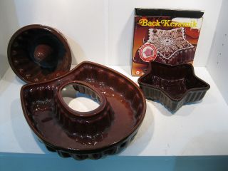 3 Stück Backform Backformen Gugelhupf Aus Keramik Shabby Stil Bild