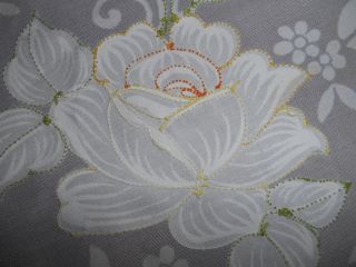 Weiße,  Große Runde Tischdecke Mit Bogenkante U.  Blumen - - - Ca.  1,  65 M Durchmesser Bild
