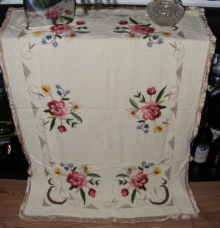 Reichhaltig Bestickte Tischdecke TischwÄsche Dekoration Blumen Handarbeit Shabby Bild
