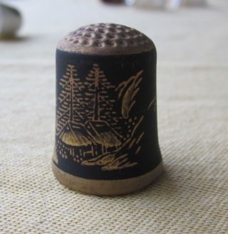 Ausgefalllener Edler Fingerhut Thimble Moriken Japan Tcc Schwarz - Gold Alt Top Bild