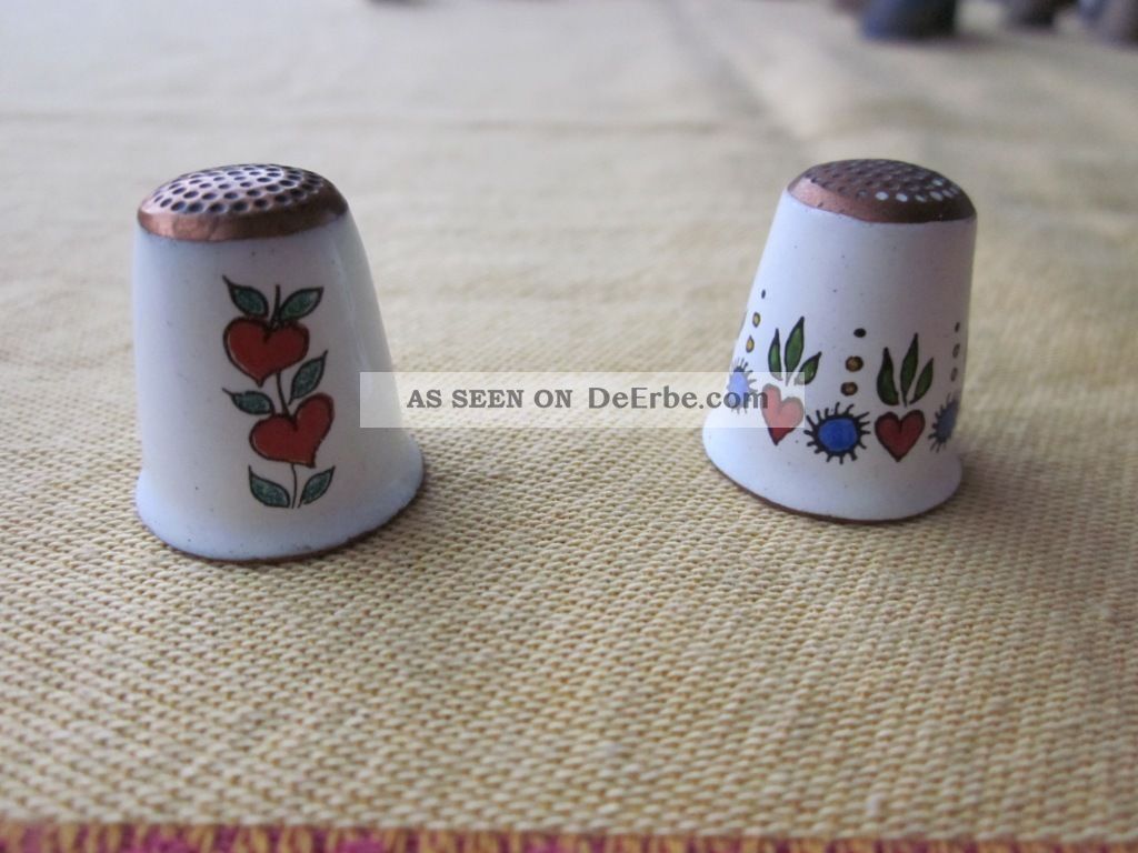 2 Souvenir - Fingerhüte Österreich/ Austria,  Metall/ Emaille,  Alt,  Rar,  Top Nähutensilien Bild
