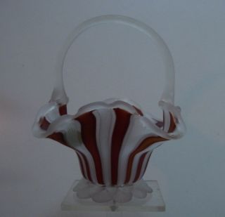 Glasfaden Schale Henkelkorb Murano Rot Und Weiß Bild