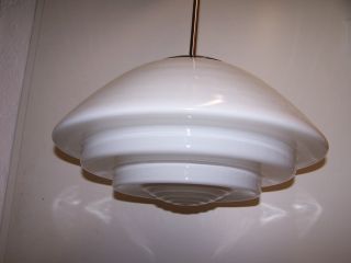 Grosse Bauhaus Lampe Deckenlampe Mithras Getreppt Opalglas Art Deco Chrom 30er Bild