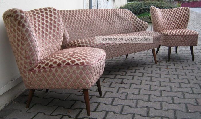 Sofa / Couch Und Zwei Cocktailsessel Sessel 50er 60er 1950-1959 Bild