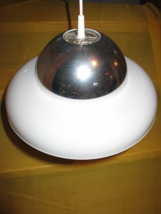 Lampe 70er Jahre Hängelampe Licht Leuchte Silber/weiss Deckenlampe Bild