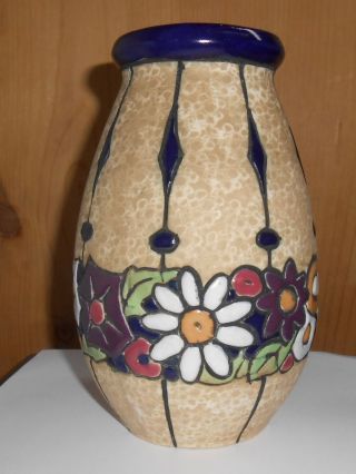 Jugendstil Keramik Amphora Vase Blütendekor Bunt Bild
