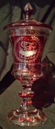Deckelpokal Um 1850 Rot Gebeizt U.  Geschliffen Antik Coupe à Boire Drinking Cup Sammlerglas Bild 2