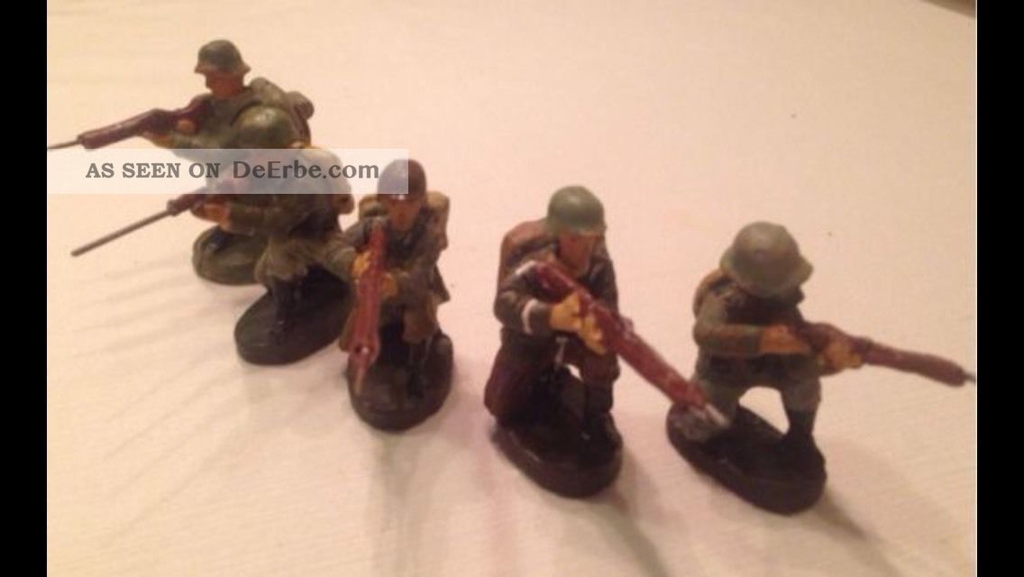 Lot d'anciens soldats au fusil, Elastolin Germany Plastique