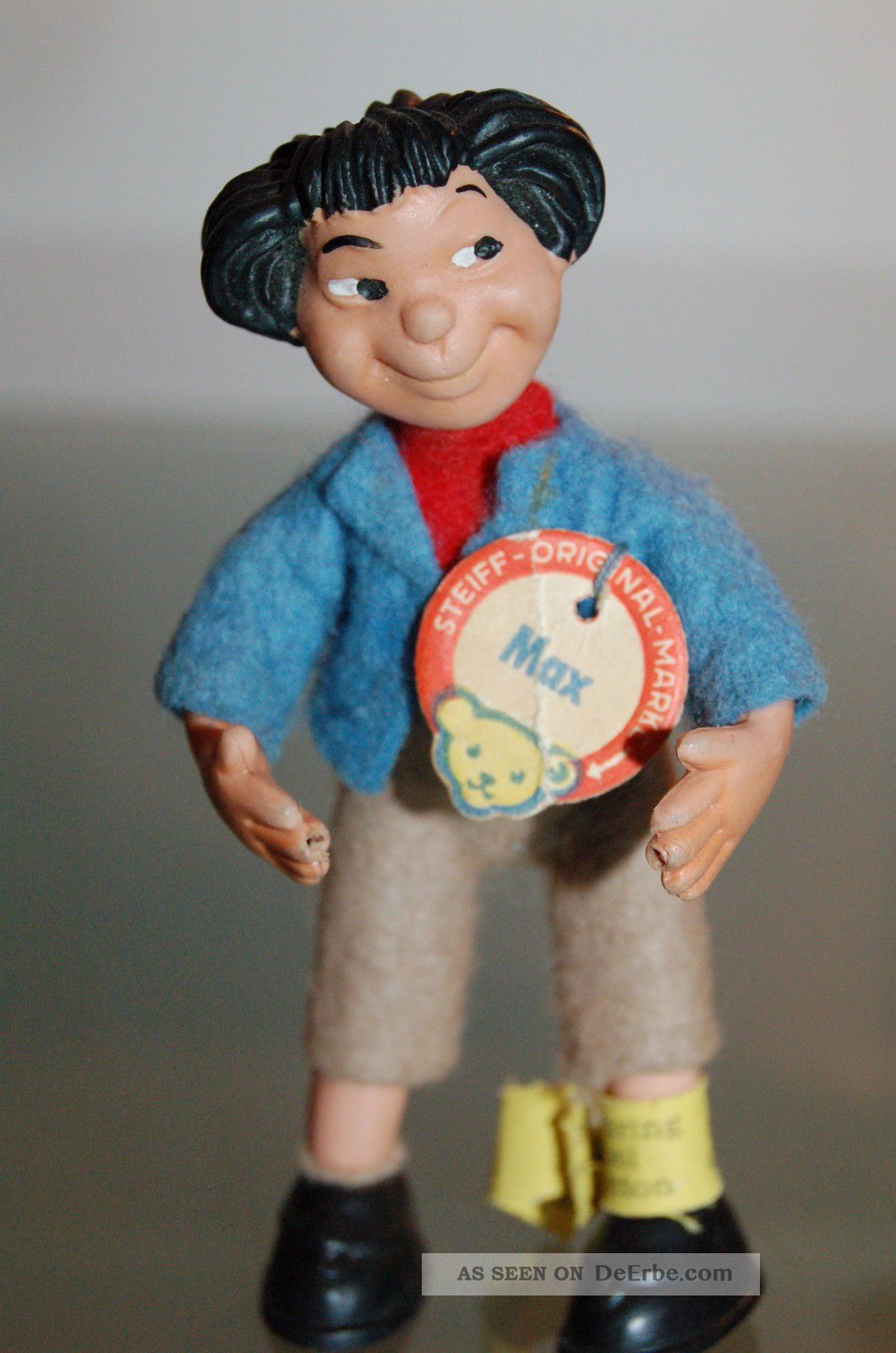 Steiff Max Biegefigur Nr.  8710,  70 50er/60er Jahre Knopf Fahne Schild Tiere Bild