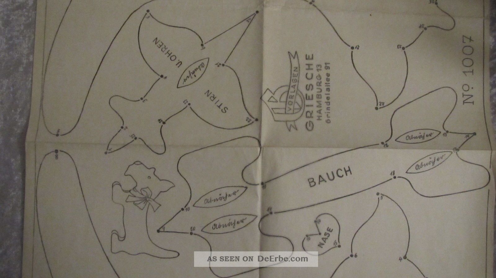 Nr.  1007 Hund B - Vorlagen Griesche Hamburg 13 Grindelallee 91 Bastel Bogen Stofftiere & Teddybären Bild