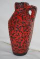 Rare Fat Lava Vase Krugvase Henkelvase Signiert Höhe Ca.  21 Cm Rot Schwarz 1970-1979 Bild 1