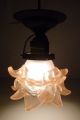 Jugendstil Lampe Deckenlampe,  Messing,  Glas „rosa Blüte“,  Frankreich Um 1900 1890-1919, Jugendstil Bild 2
