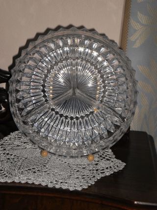 Kristallglas,  Konfektschale,  3 - Fächer Schale,  Servierschale,  Einwandfrei Bild