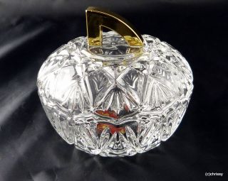 Walther Glas Kristall Schale Dose Bonbonniere Mit Deckel Goldfarbenem Griff Bild