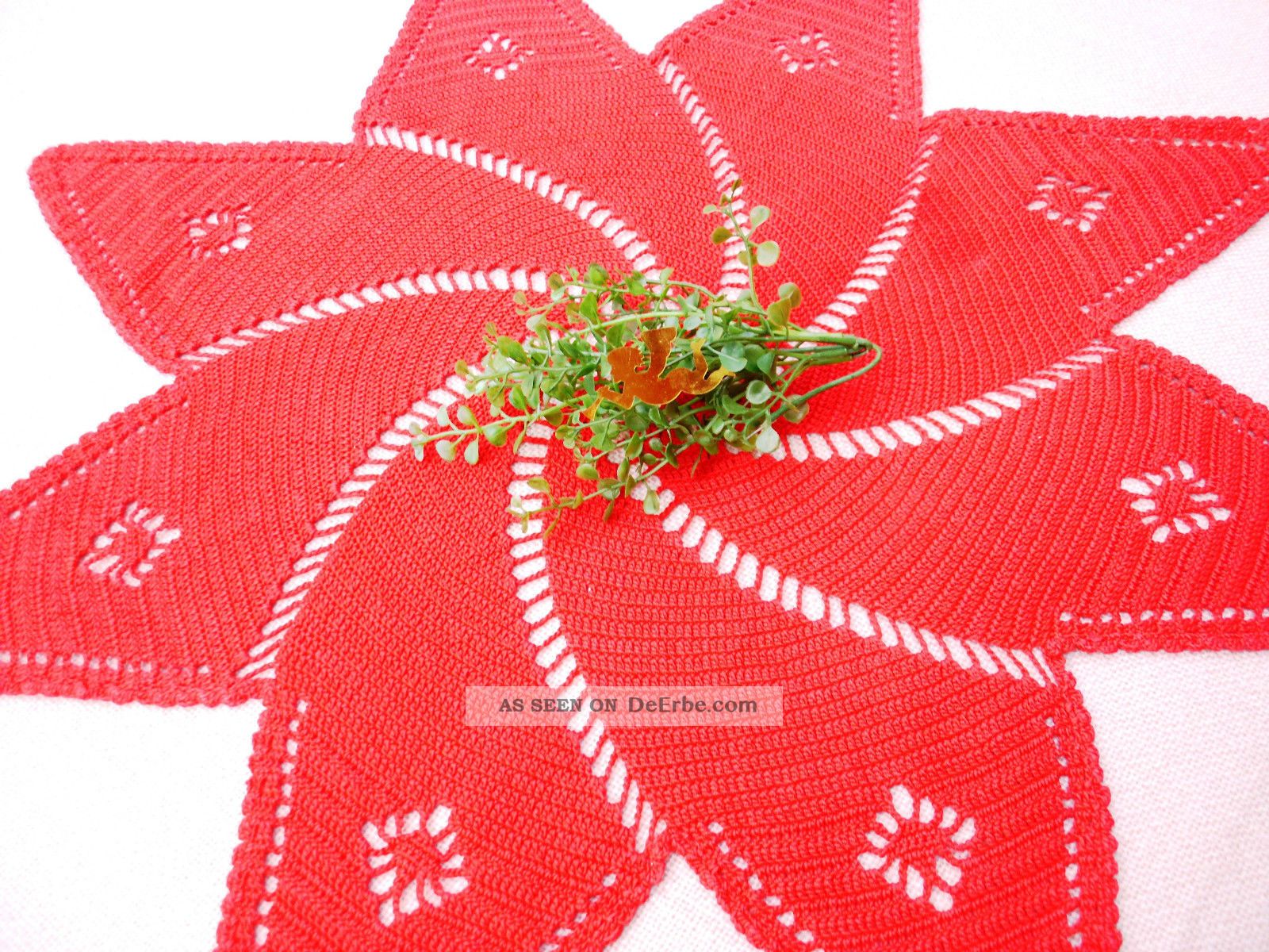 Horaldaily Weihnachtstischdecke Rund 150x150 Cm – Rot-Weiß Mit Weihnachtsstern-Muster, Für Party & Festtafel