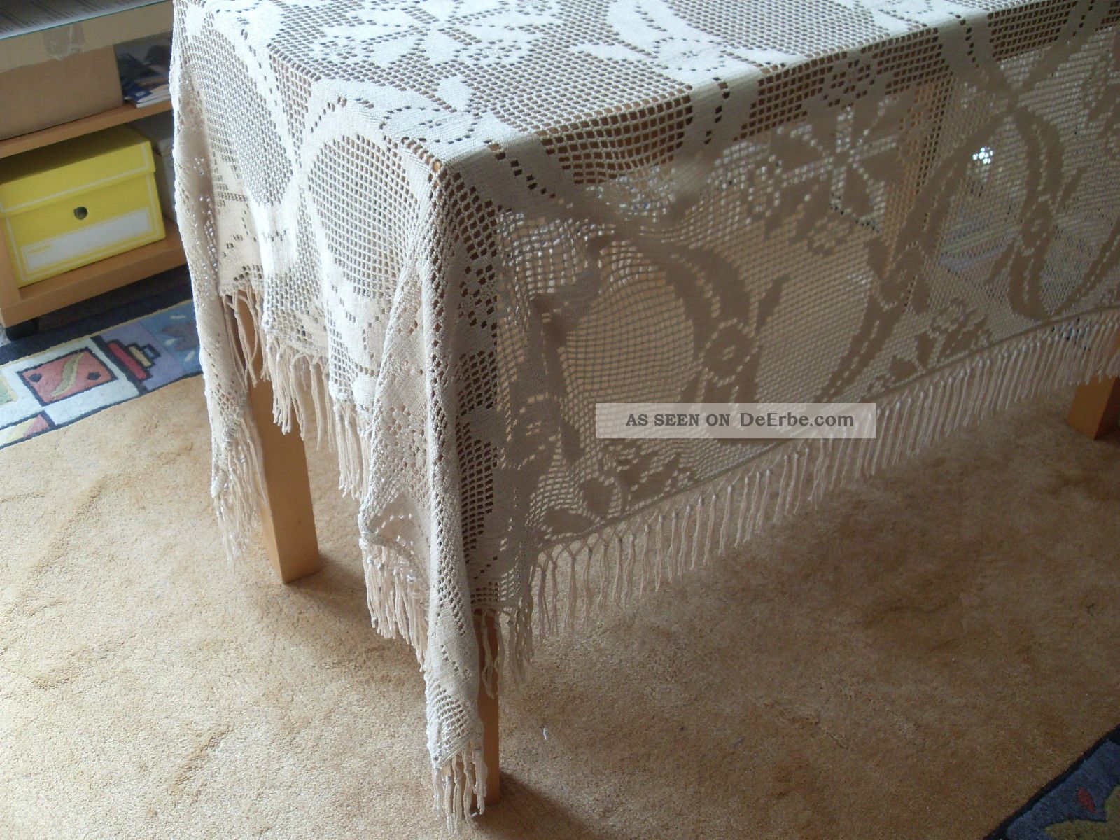 Runde Gehäkelte Tischdecke Aus Baumwolle – Beige, Handgemacht, Ø 40 Cm, Spitze Für Tischdeko