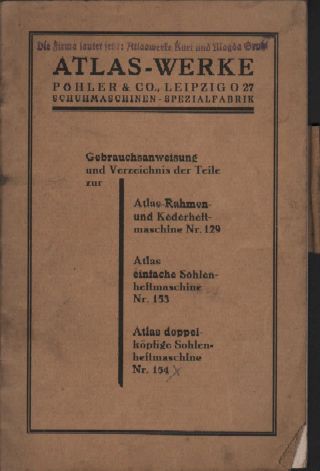 Leipzig,  Katalog 1926/27,  Atlaswerke Pöhler & Co Schuh - Maschinen - Fabrik Nähmasch Bild
