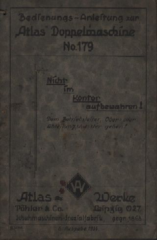 Leipzig,  Katalog 1933,  Atlaswerke Pöhler & Co Schuh - Maschinen - Fabrik Nähmaschine Bild