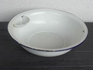 Emaille Wasch - Schüssel Weiß Mit Seifenablage Pflanzkübel,  Übertopf,  Shabby Chic Bild