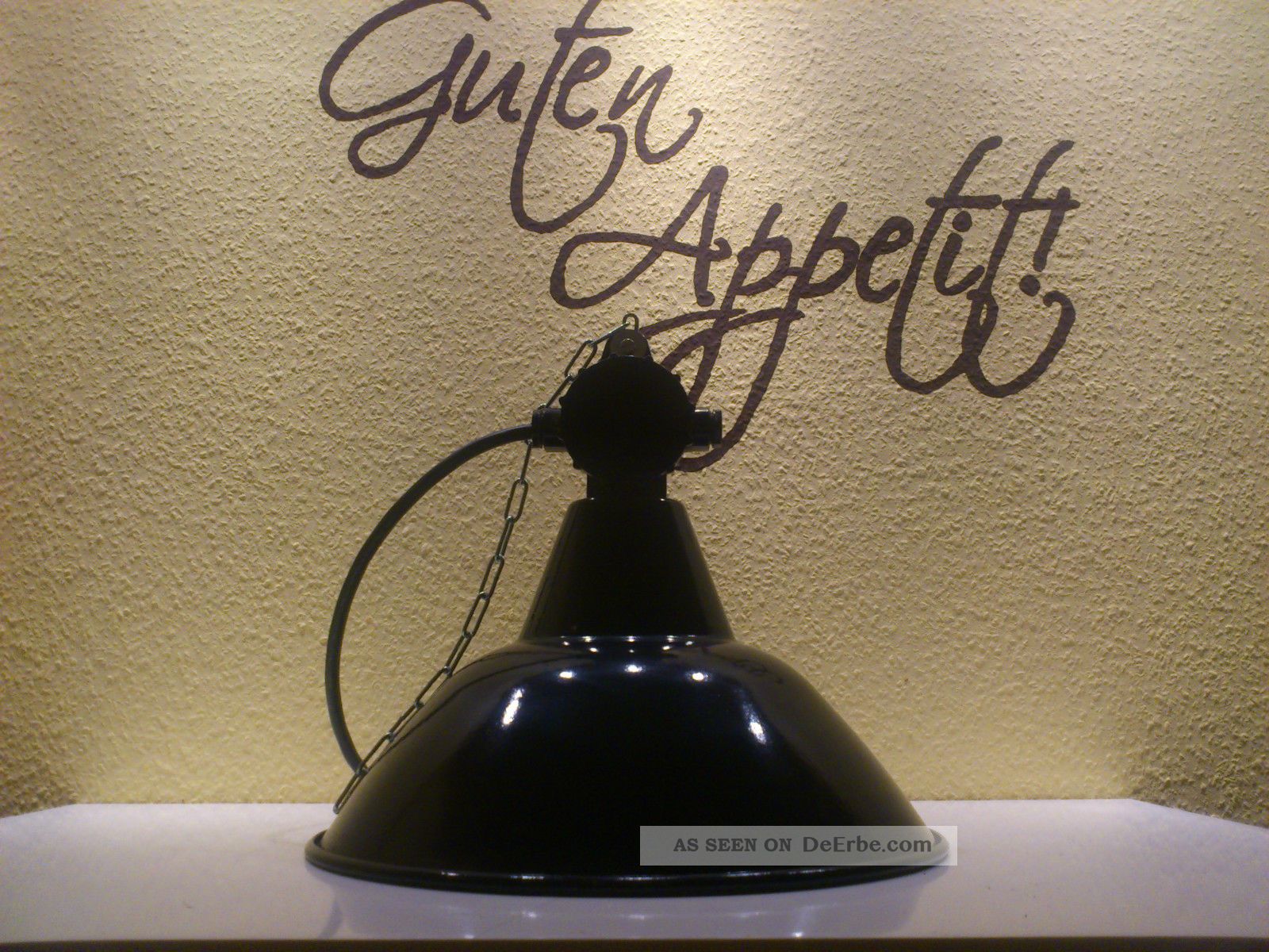 Emaillelampe,  Art Deko,  Bauhaus Emaillelampe,  Werkstattlampe, Gefertigt nach 1945 Bild