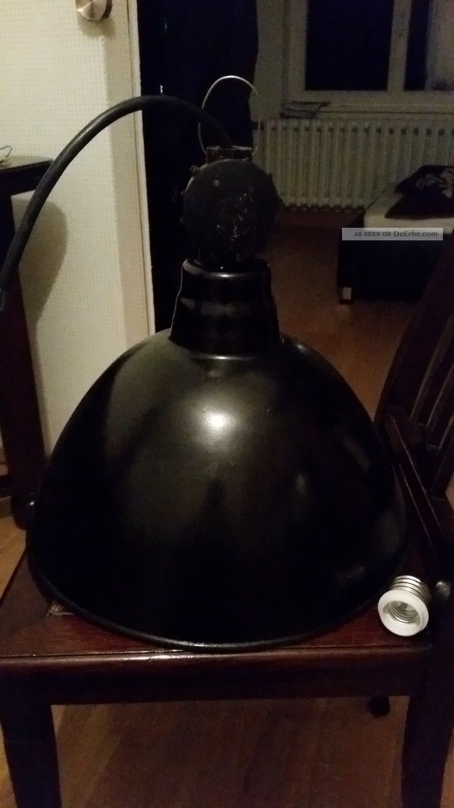 Emaille Lampe,  Bauhaus,  Loft,  Bar,  Art Deko,  Industrie,  Werkstatt, Gefertigt nach 1945 Bild