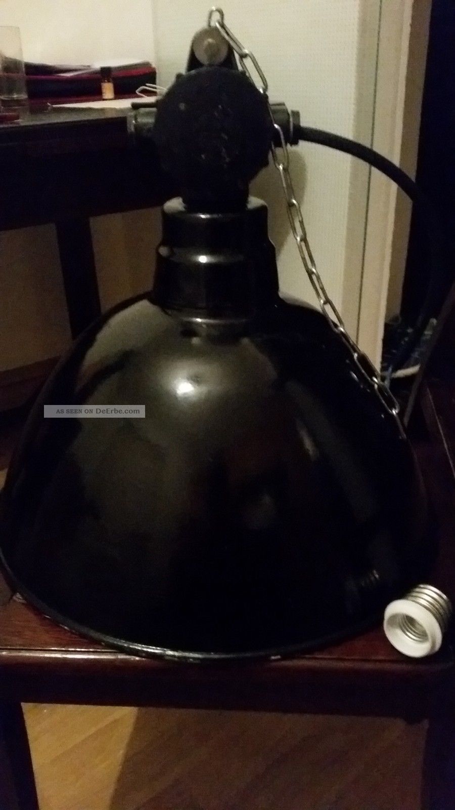 Emaille Lampe,  Bauhaus,  Loft,  Bar,  Art Deko,  Industrie,  Werkstatt, Gefertigt nach 1945 Bild