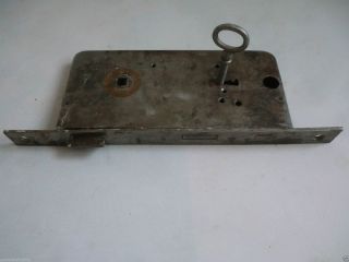 Antik Einsteckschloss Um 1900 Mit Schlüssel Altes Eisenschloß Schmiedestahl 942 Bild