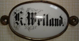 Namensschild,  Türschild,  Alt,  Aus Porzellan / Messing 